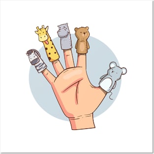 Puppets Finger Cute Animals Posters and Art